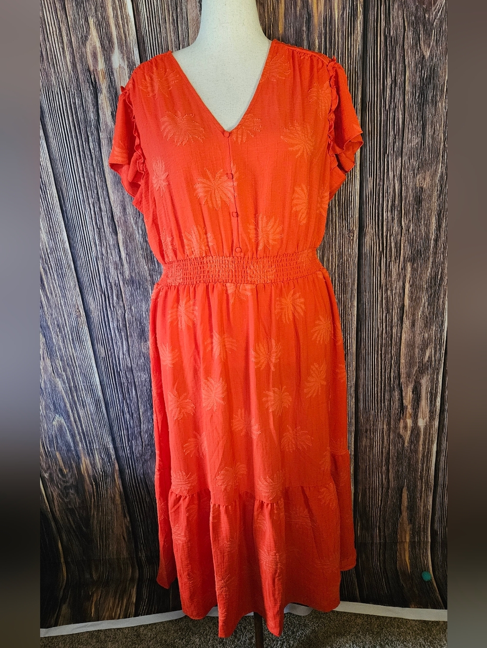 C by One Flutter Sleeve Tiered Maxi Dress Plus Size 2X